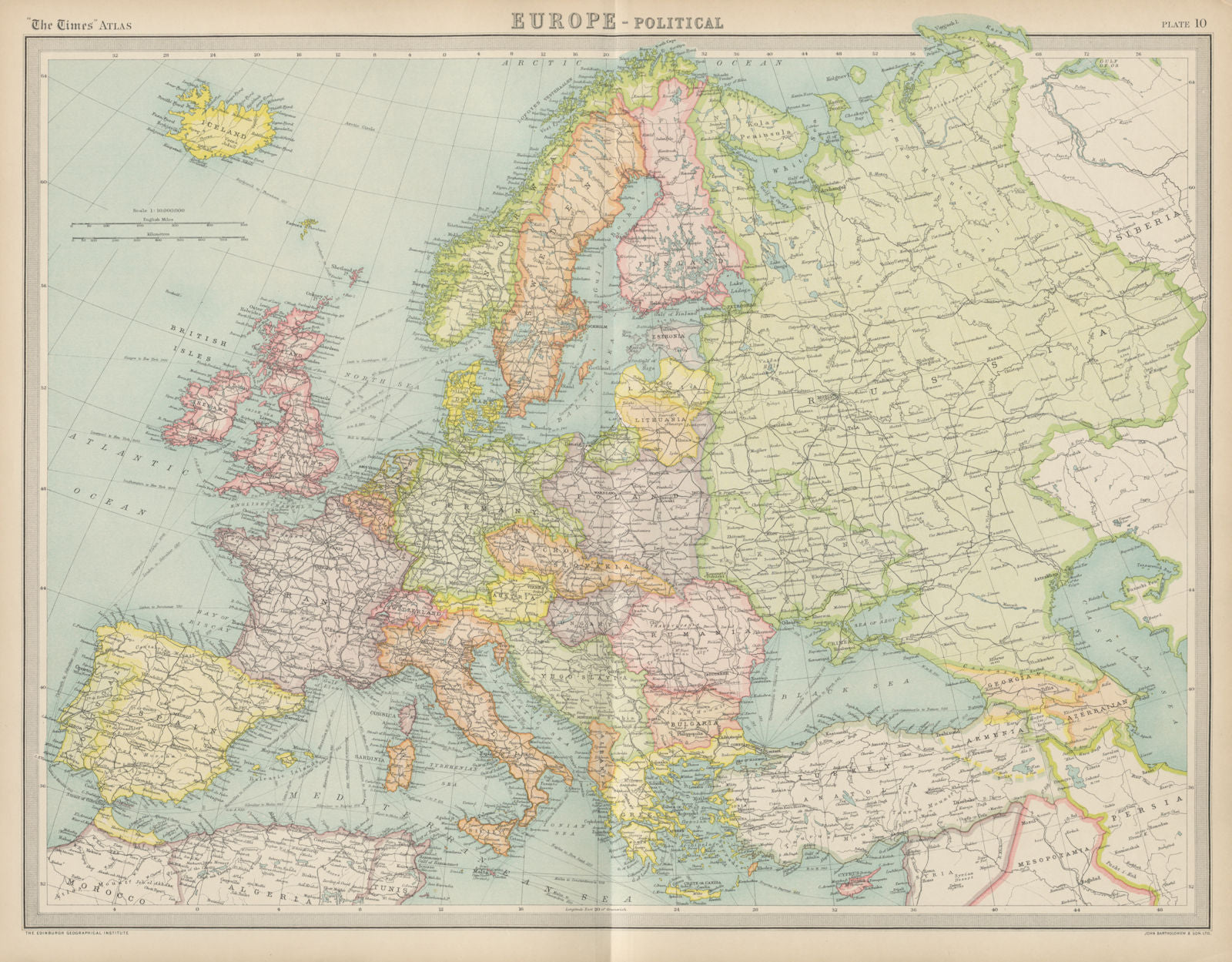 Europe. Italian Albania. Czechosolvakia inc. Carpathian Ruthenia. TIMES 1922 map